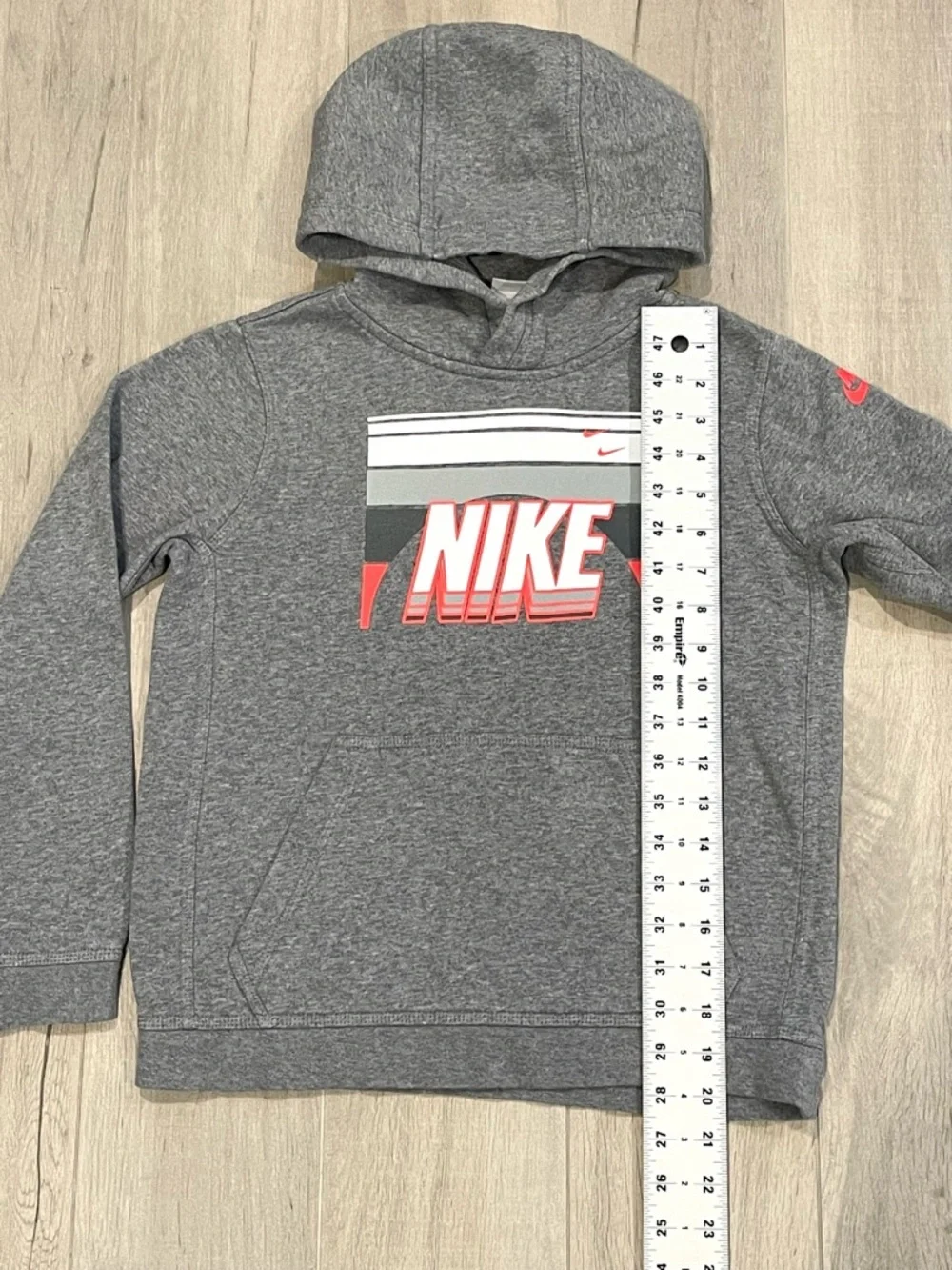 Nike Boys Gray Hoodie Pullover Logo Sweatshirt Size M